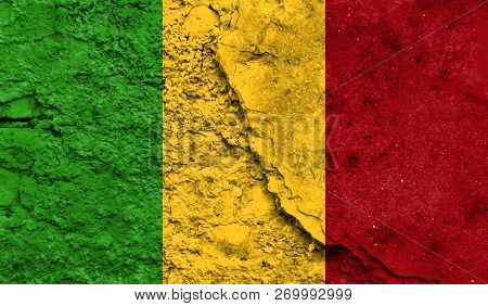 Flag Of Mali Closeup Painted On A Wall