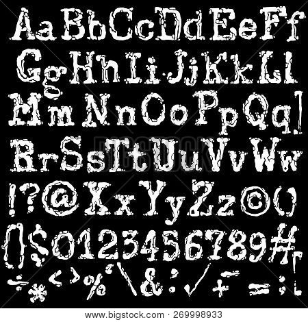Vector Old Typewriter Font Style. Vintage Font. Old Grunge Font