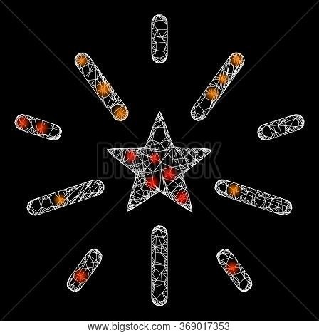 Bright Web Network Shine Star With Light Spots. Illuminated Vector 2d Model Created From Shine Star 