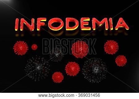 Infodemia Lettering Concept About Pandemia And False Information With Coronavirus Covid-19. 3d Illus