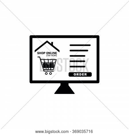 Stay Home And Shopping Online Icon Vector Illustration