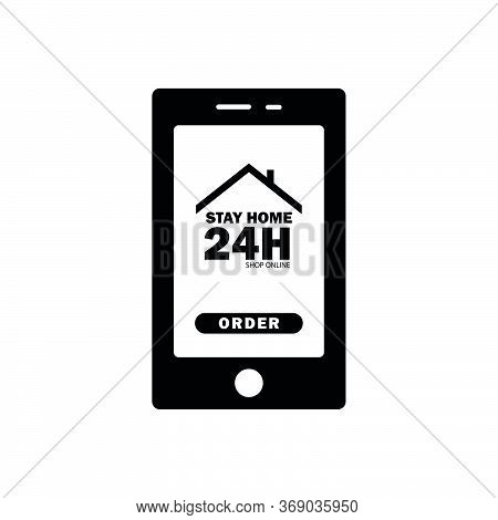 Stay Home And Shopping Online Icon. Design Vector Illustration