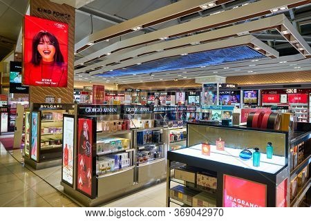 BANGKOK, THAILAND - CIRCA JANUARY, 2020: duty-free at Suvarnabhumi Airport. Suvarnabhumi Airport is one of two international airports serving Bangkok, Thailand. 