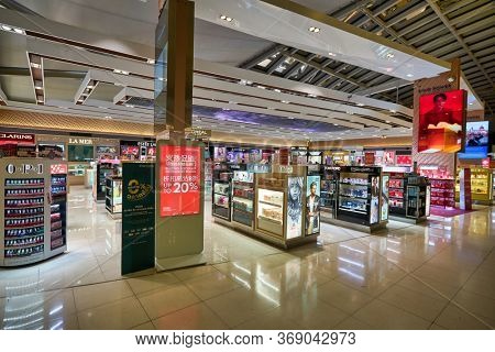 BANGKOK, THAILAND - CIRCA JANUARY, 2020: duty-free at Suvarnabhumi Airport. Suvarnabhumi Airport is one of two international airports serving Bangkok, Thailand. 