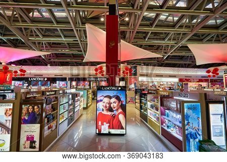 BANGKOK, THAILAND - CIRCA JANUARY, 2020: duty-free at Suvarnabhumi Airport. Suvarnabhumi Airport is one of two international airports serving Bangkok, Thailand. 