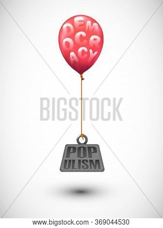 Democracy And Populism Interaction Symbolic Vector Illustration, Abstract Metaphor Of Public Policy 