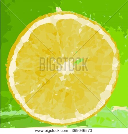 Low Poly Art Lemon. Berry Drawn By Polygons. Vector Illustration. Citrus Drawn By Polygons. Vector I