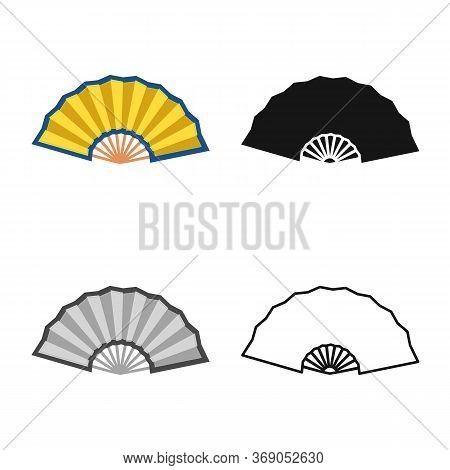 Vector Design Of Fan And Oriental Symbol. Set Of Fan And Cool Stock Symbol For Web.