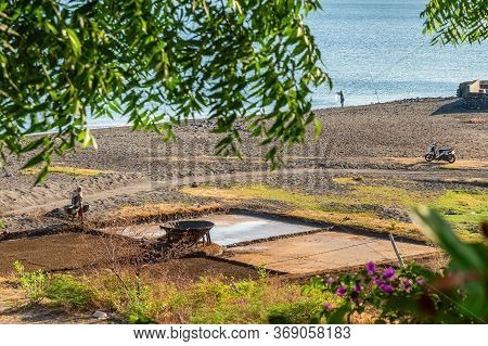 Producing Sea Salt In Bali, Process. Salt Making Process