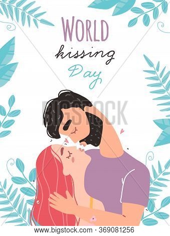 Romantic Couple In Love Kissing. World Kissing Day