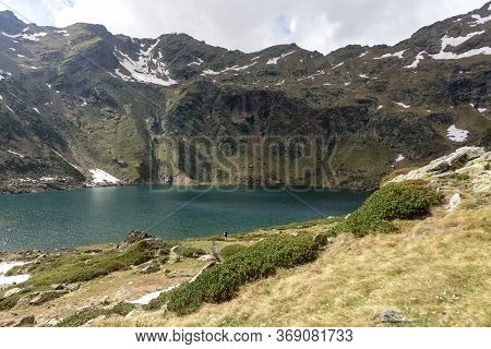 Beautiful View Hiking In The Andorra Pyrenees Mountains In Ordino, Near The Lakes Of Tristaina.