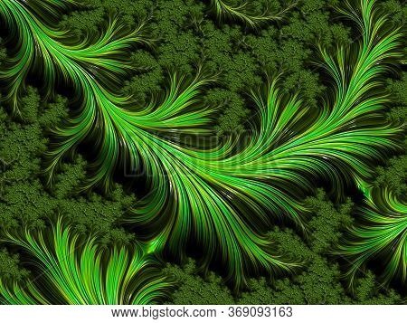 3d Render Illustration  Greentextures And Brush Strokes In Diagonal Composition  Looks Like Leaf Sui