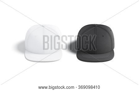 Blank Black And White Jeans Snapback Mockup Set, Front View, 3d Rendering. Empty Sport Denim Headwea