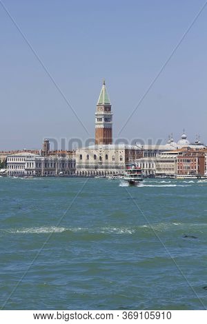 Venice, Italy - May 28 2016: Overview Of Cenice City Centre From Its Lagoog