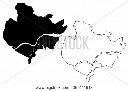 Palembang City (republic Of Indonesia, Sumatra Island) Map Vector Illustration, Scribble Sketch City