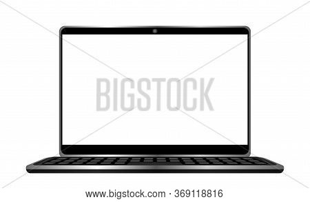 Modern Notebook Screen Isolated On White, Mock-up Computer And White Screen For Copy Space, Blank La