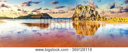 Scenic Coasts And Coastal Towns In Northern Spain.noja Beach In Cantabria,spain.