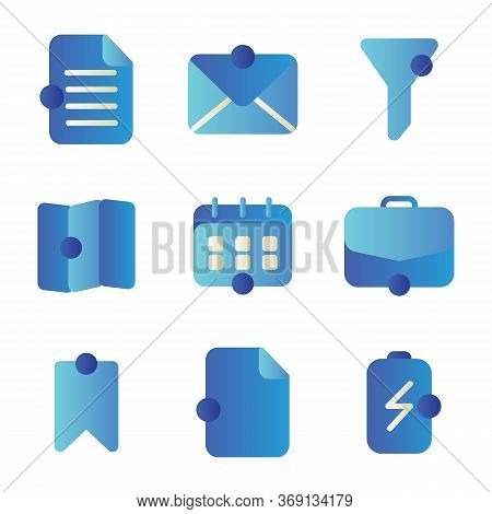 User Interface Icon Including Document,file,data,mail,message,user, Filter,funnel,sort,direction,map