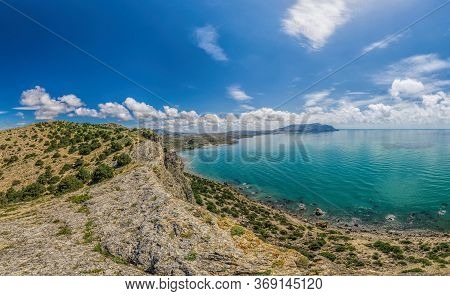 Scenic Panoramic View Towards Kapsel Valley And Cape Meganom, Alchak, Near Resort City Sudak In Crim