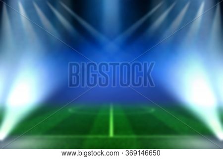 Football Stadium With White Lines Marking The Pitch. Perspective Of Football Field. Ragby Football F