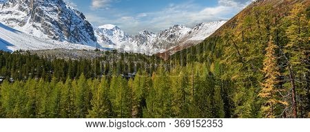 Panorama Of The Altai Mountains.
