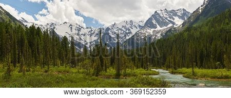 Panorama Of The Altai Mountains.