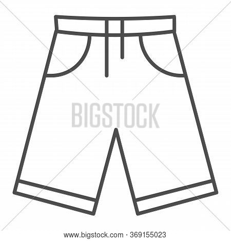 Shorts Thin Line Icon, Summer Concept, Men Bermuda Shorts Sign On White Background, Swimming Trunks 