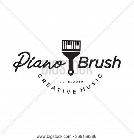 Creative Paint Brush Piano Logo Design Stock Vector . Artistic Paint Brush Music Logo Design Templat