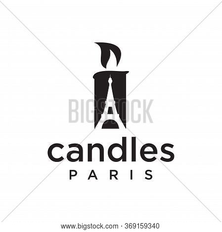 Eiffel Tower Candle Logo Design Vector Stock Template. Pray For Paris Logo Design