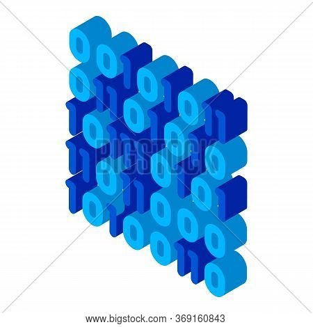 Streaming Binary Code Matrix Vector Isometric Sign. Color Isolated Symbol Illustration