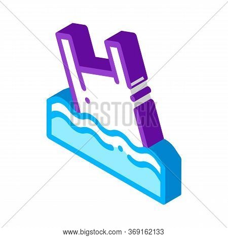 Bag Junk Flotsam In Ocean Vector Isometric Sign. Color Isolated Symbol Illustration
