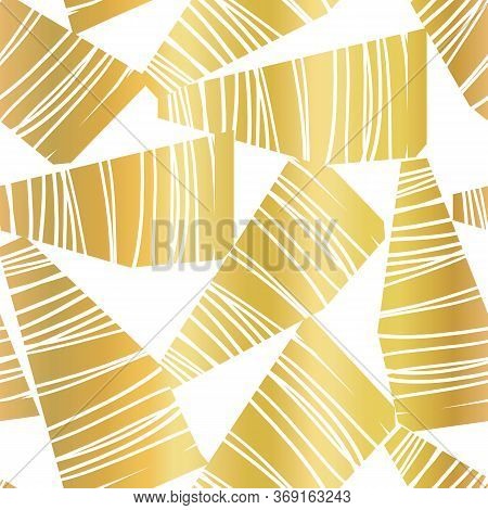 Abstract Golden Collage Seamless Vector Pattern. Faux Metallic Gold Foil Contemporary Art Seamless G