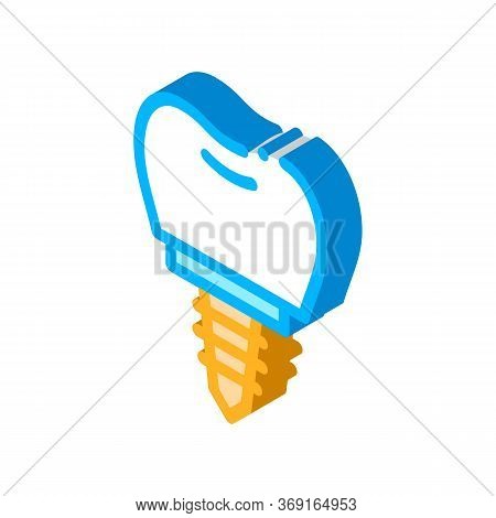 Dentist Stomatology Tooth Implant Vector Isometric Sign. Color Isolated Symbol Illustration