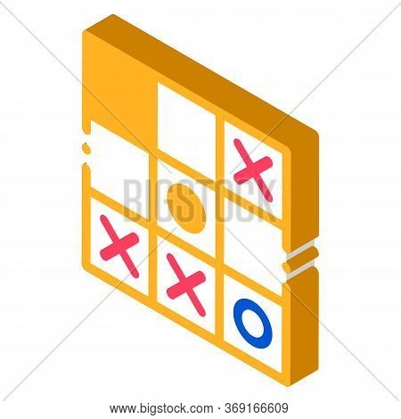 Kids Game Noughts And Crosses Vector Isometric Sign. Color Isolated Symbol Illustration