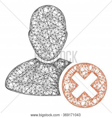 Web Mesh Delete User Vector Icon. Flat 2d Carcass Created From Delete User Pictogram. Abstract Carca