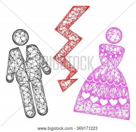 Web Mesh Divorce Persons Vector Icon. Flat 2d Model Created From Divorce Persons Pictogram. Abstract