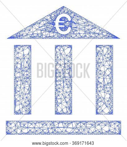 Web Mesh Euro Bank Building Vector Icon. Flat 2d Model Created From Euro Bank Building Pictogram. Ab
