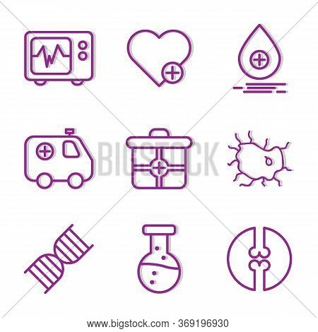 Medic Icon Set Include Cardiograph, Doctor, Medic, Medical, Health, Heart, Treatment, Love, Blood, D