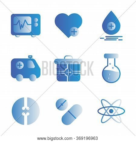 Medic Icon Set Include Cardiograph, Doctor, Medic, Medical, Health, Heart, Treatment, Love, Blood, D