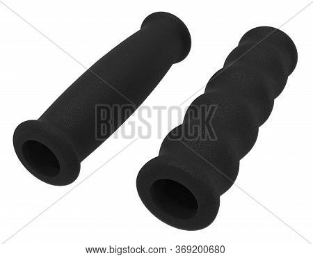 Soft Rubber Foam Handlebar Grips Isolated On White.  3d Rendering