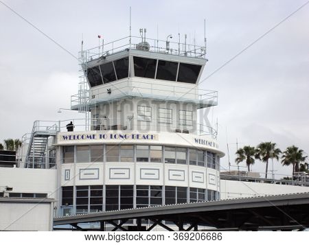 California - May 18, 2010: Long Beach Airport Air Traffic Control Tower During The Day.