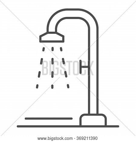 Shower Thin Line Icon, Summertime Concept, Beach Shower Sign On White Background, Public Shower Icon