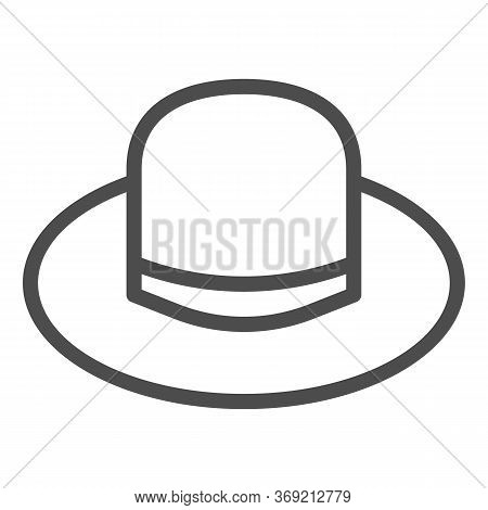 Sun Protection Hat Line Icon, Summer Concept, Women Elegant Hat Sign On White Background, Sun Headwe