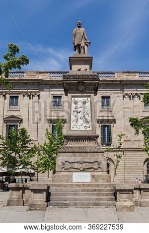 Barcelona, Spain - May 15, 2017: Statue Of The Antonio Lopez (known As El Negro Domingo). The Monume