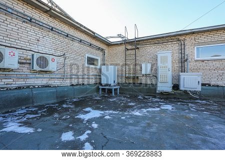 Russia, Saint-petersburg - April 30, 2018: Climatic Vandal-proof Cabinet With Microwave Equipment An