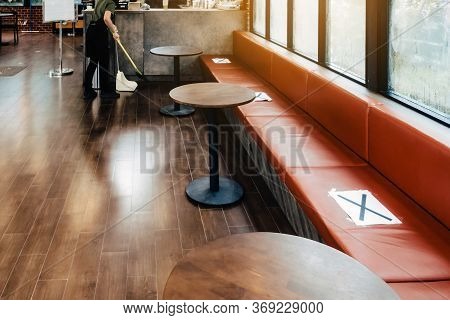 Alternative Seating Mark For Social Distance Rules In The Cafe Distance For One Seat From Other Peop