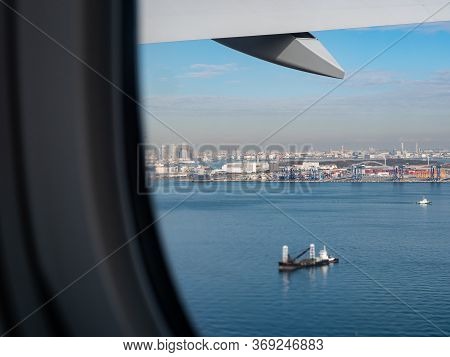 View From An Aeroplane Window As It Prepares For Take Off.