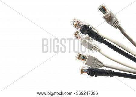 Internet Wire Cat6 Cat5. The Concept Of Connecting To An Internet Network Or Providing Construction,