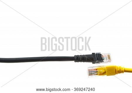 Internet Wire Cat6 Cat5. The Concept Of Connecting To An Internet Network Or Providing Construction,