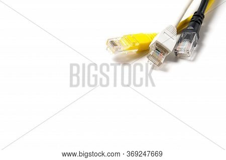 Internet Wire Cat6 Cat5. The Concept Of Connecting To An Internet Network Or Providing Construction,